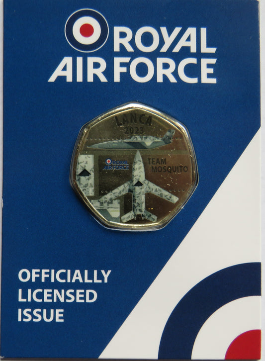 Royal Air Force Lanca 2023 Team Mosquito Coin In Shape of 50p By Westminster