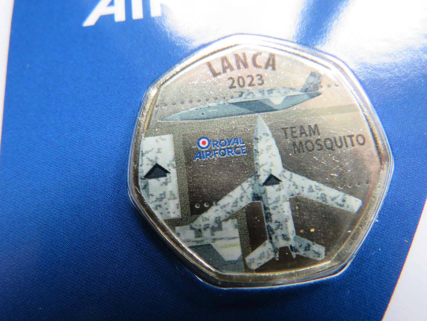 Royal Air Force Lanca 2023 Team Mosquito Coin In Shape of 50p By Westminster
