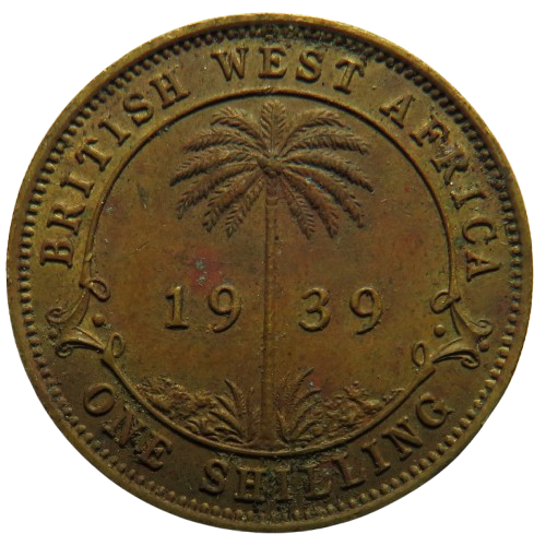 1939 King George VI British West Africa One Shilling Coin