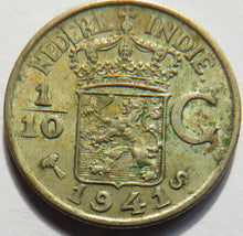 Load image into Gallery viewer, 1941-S Netherlands East Indies Silver 1/10 Gulden Coin
