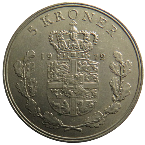 1972 Denmark 5 Kroner Coin