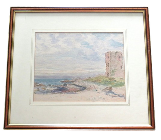 Antique Watercolour Coastal / Castle Scene By Peter Wishart ARSA (SCOTTISH 1846 - 1932)