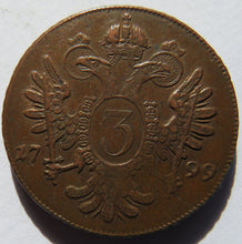 Load image into Gallery viewer, 1799-B Austria 3 Kreuzers - Francis II Coin Traces of Lustre
