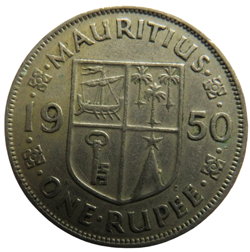 1950 King George VI Mauritius One Rupee Coin