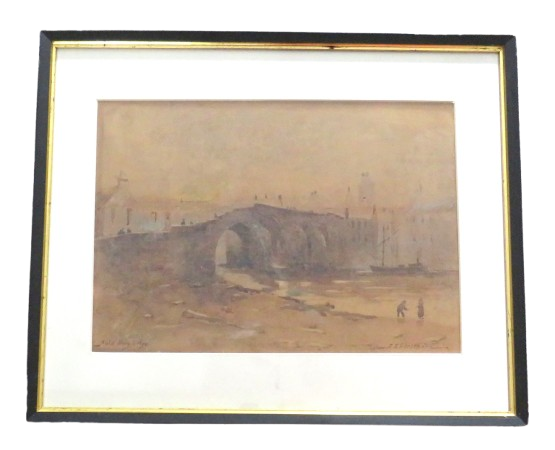 Antique Watercolour "Auld Brig O' Ayr" By A.E. Strathern Paisley Art Exhibition 1897