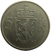 Load image into Gallery viewer, 1963 Norway 5 Kroner Coin
