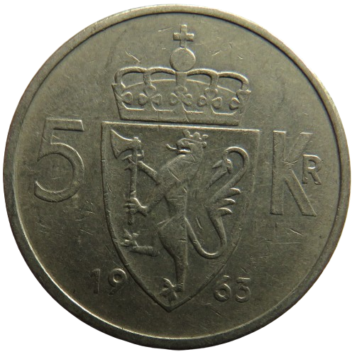 1963 Norway 5 Kroner Coin