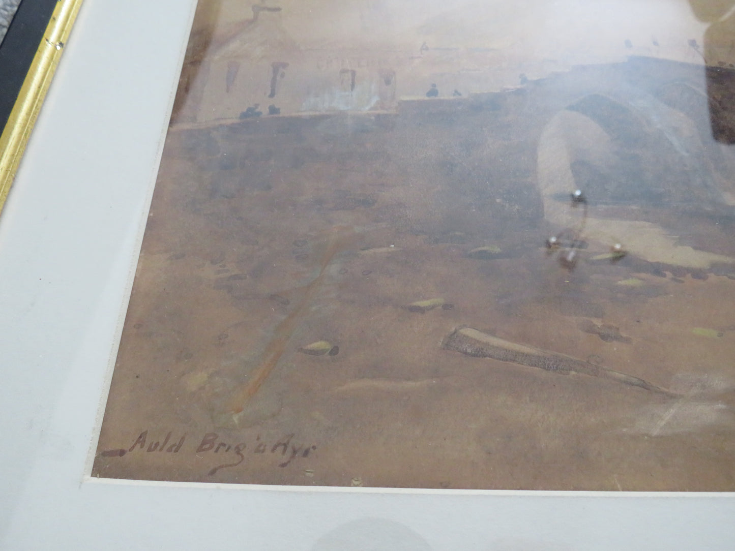 Antique Watercolour "Auld Brig O' Ayr" By A.E. Strathern Paisley Art Exhibition 1897