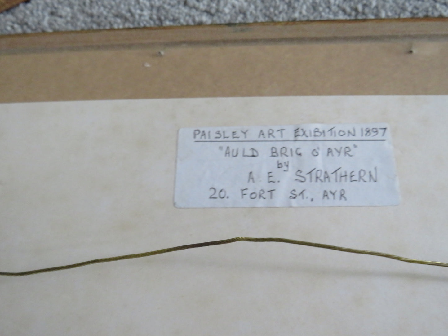 Antique Watercolour "Auld Brig O' Ayr" By A.E. Strathern Paisley Art Exhibition 1897