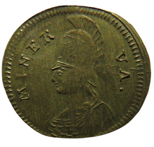 Load image into Gallery viewer, 18thC Nurnberg Token Minerva Rechenpfennig Brass Token
