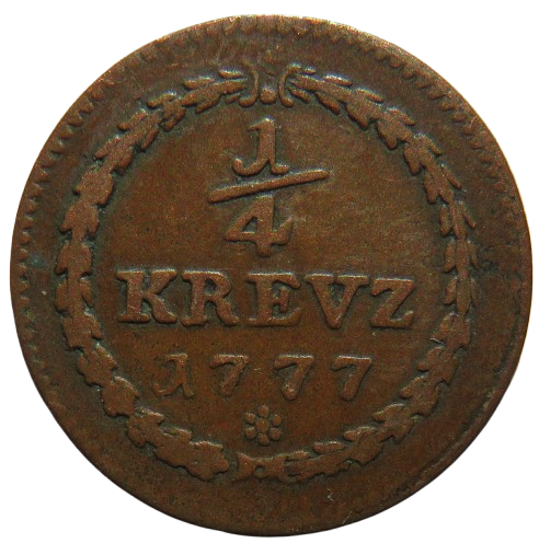 1777 Electors of the Palatinate (Palatinate, German States) 1/4 Kreuzer Coin