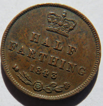 Load image into Gallery viewer, 1843 Queen Victoria 1/2 Half-Farthing Coin - Great Britain
