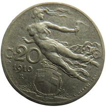 Load image into Gallery viewer, 1910 Italy 20 Centesimi Coin
