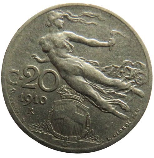 1910 Italy 20 Centesimi Coin