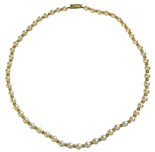 Stylish Ladies Simulated Pearl & Gold Plated Sterling Silver Necklace