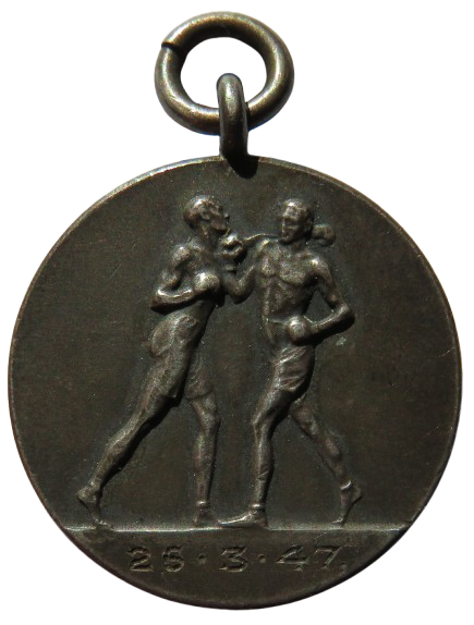 Antique Army Boxing Medal - White Metal - 1947