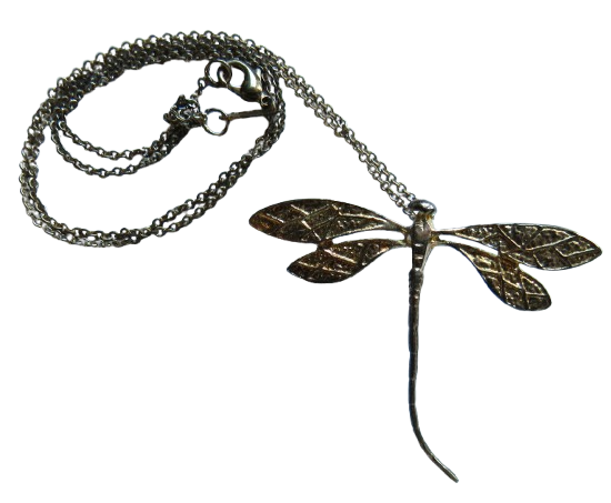 Ladies Sterling Silver Necklace With Dragonfly Pendant