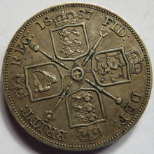 Load image into Gallery viewer, 1887 Queen Victoria Jubilee Head Silver Double Florin Coin
