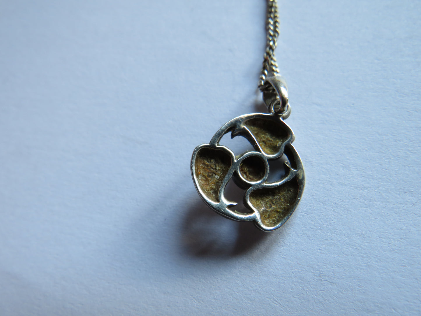 Ladies Sterling Silver Necklace & Pendant With Red Stone