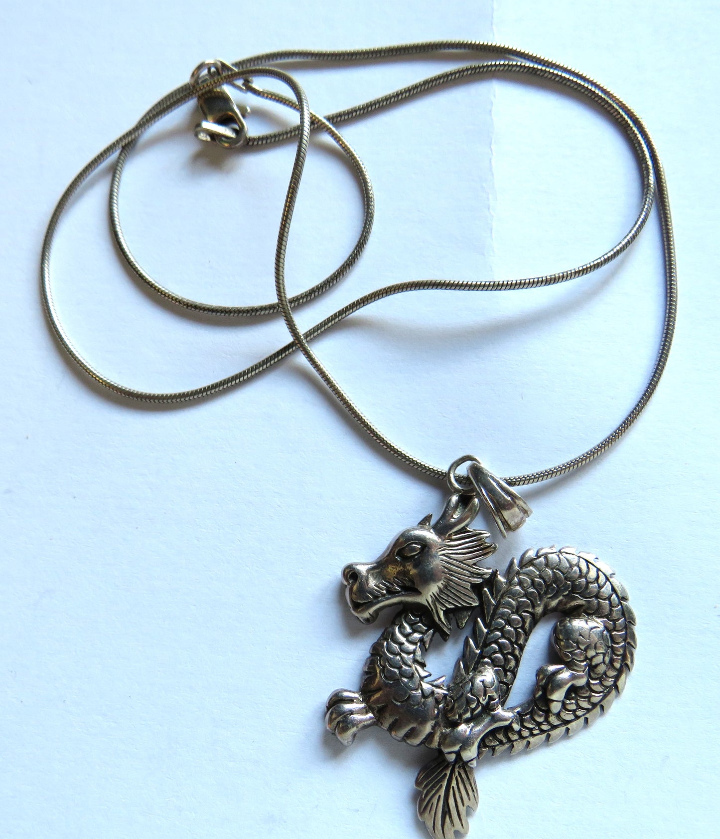 Sterling Silver Necklace With Chinese Dragon Pendant