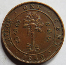 Load image into Gallery viewer, 1940 King George VI Ceylon One Cent Coin
