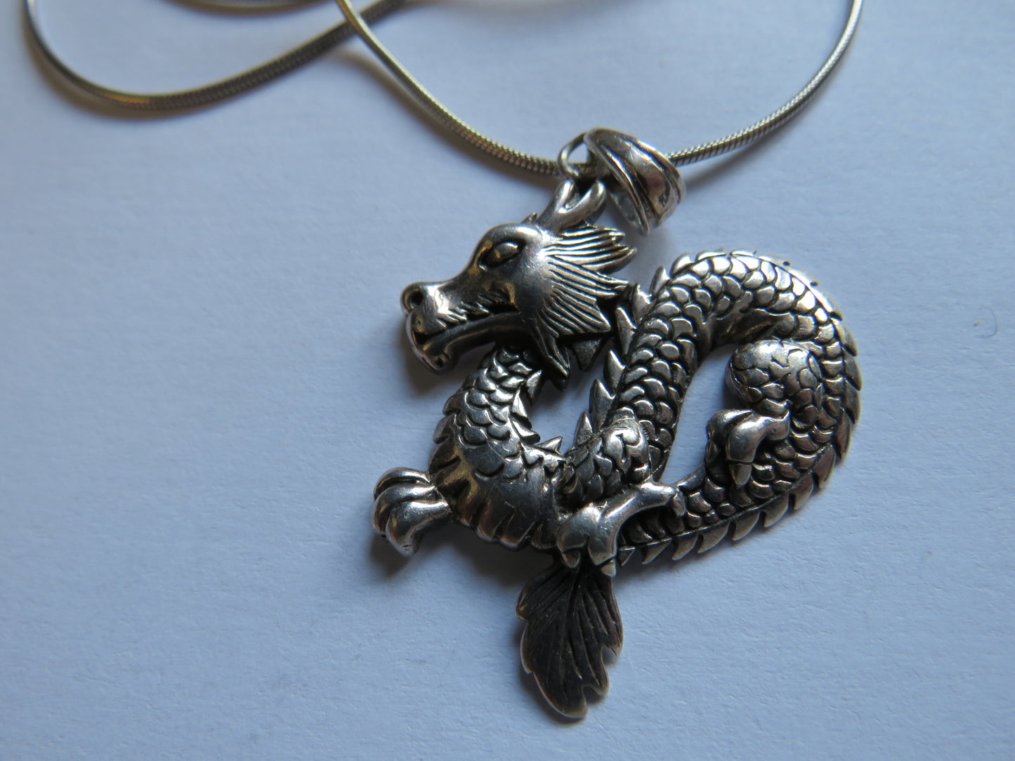 Sterling Silver Necklace With Chinese Dragon Pendant