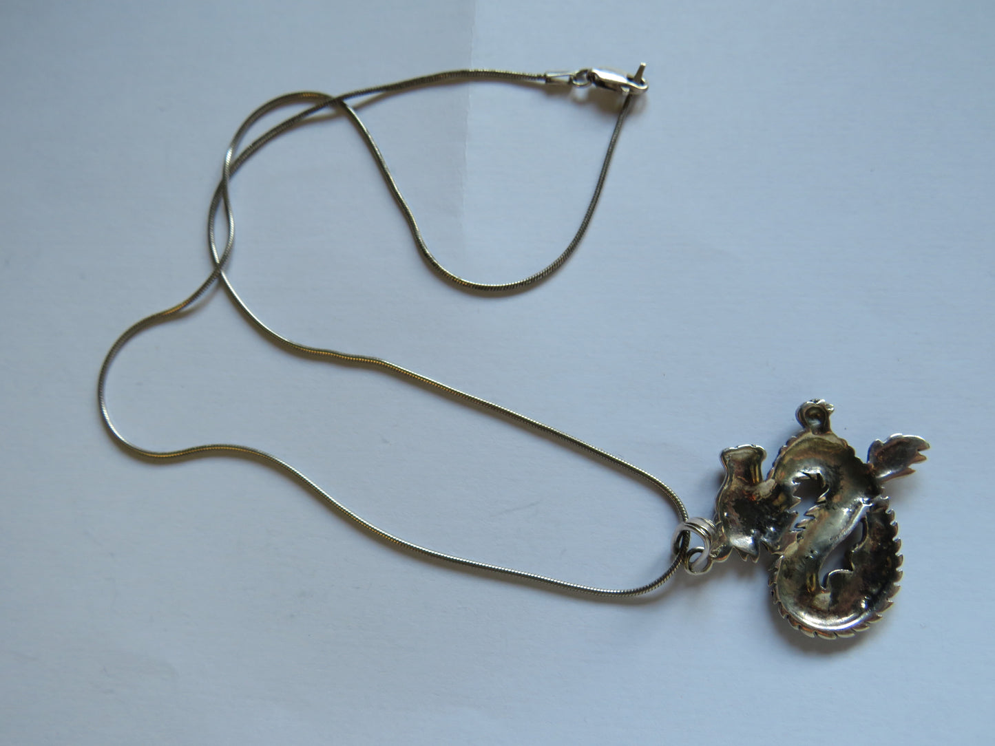 Sterling Silver Necklace With Chinese Dragon Pendant