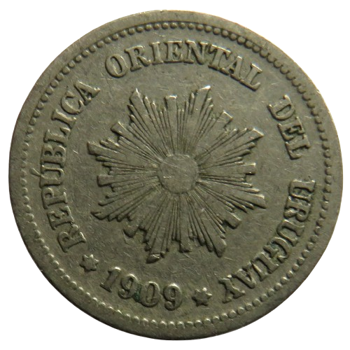 1909 Uruguay 2 Centimos Coin