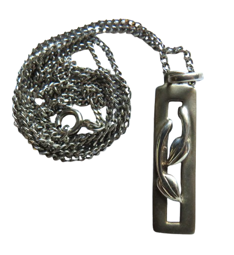 Stylish Sterling Silver Ladies Necklace & Pendant By Kit Heath In Style of Macintosh