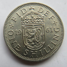 Load image into Gallery viewer, 1961 Queen Elizabeth II (Scottish) One Shilling Coin In Better Grade
