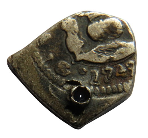 1749 Spanish Colonial Silver 1/2 Real Cob Cut Coin