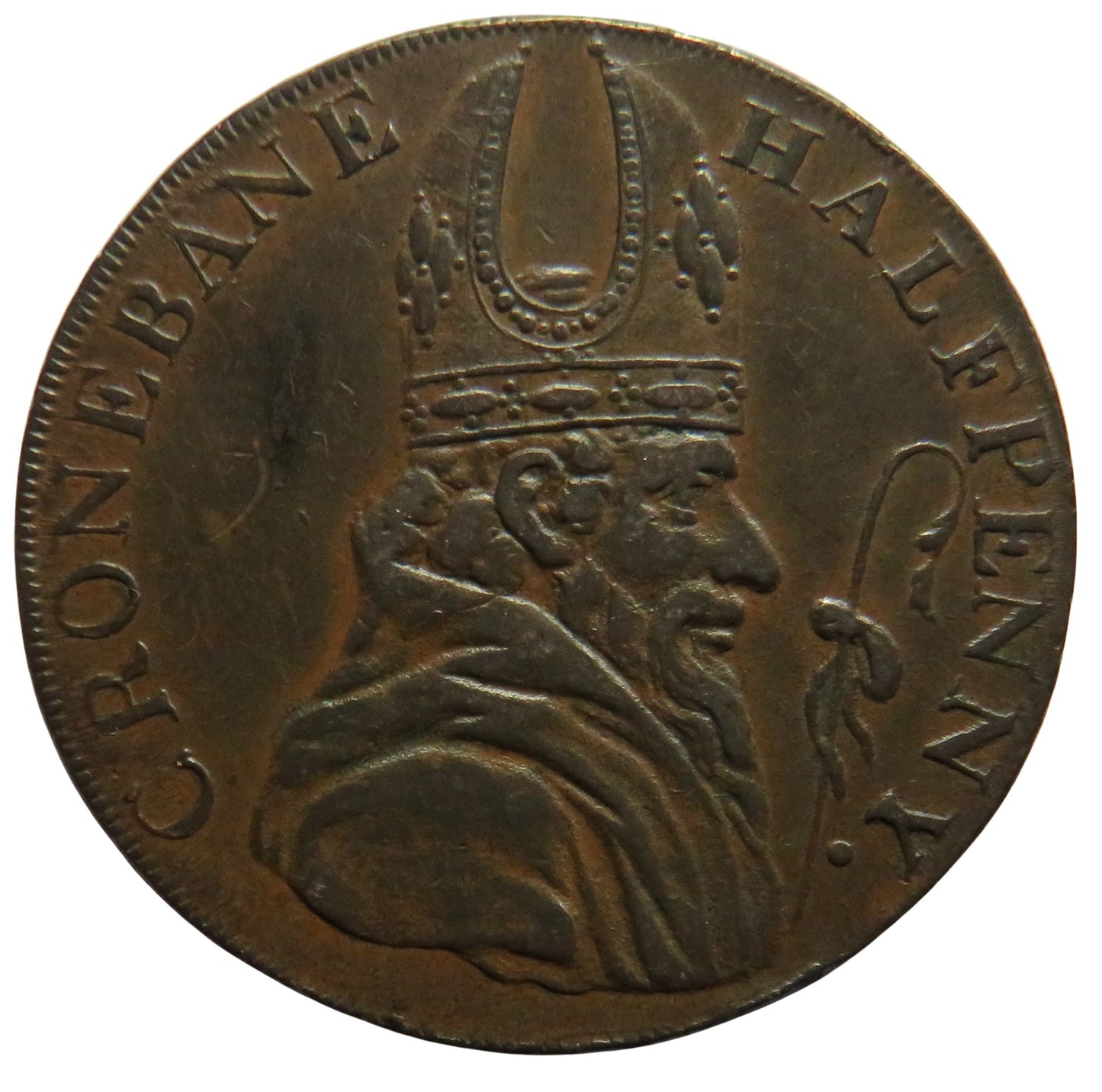 1790'S Cronebane Irish Halfpenny Token "Hibernia"
