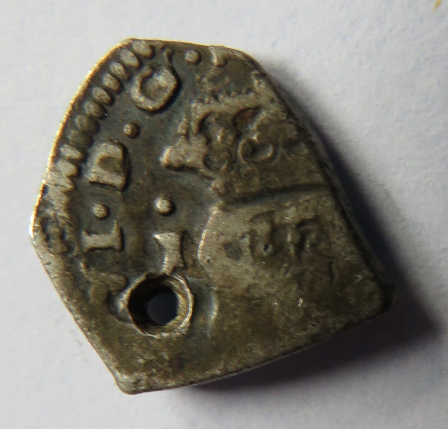 1749 Spanish Colonial Silver 1/2 Real Cob Cut Coin