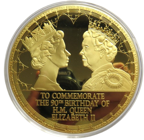90th Birthday of H.M. Queen Elizabeth Large Commemorative Coin / Medal 100mm