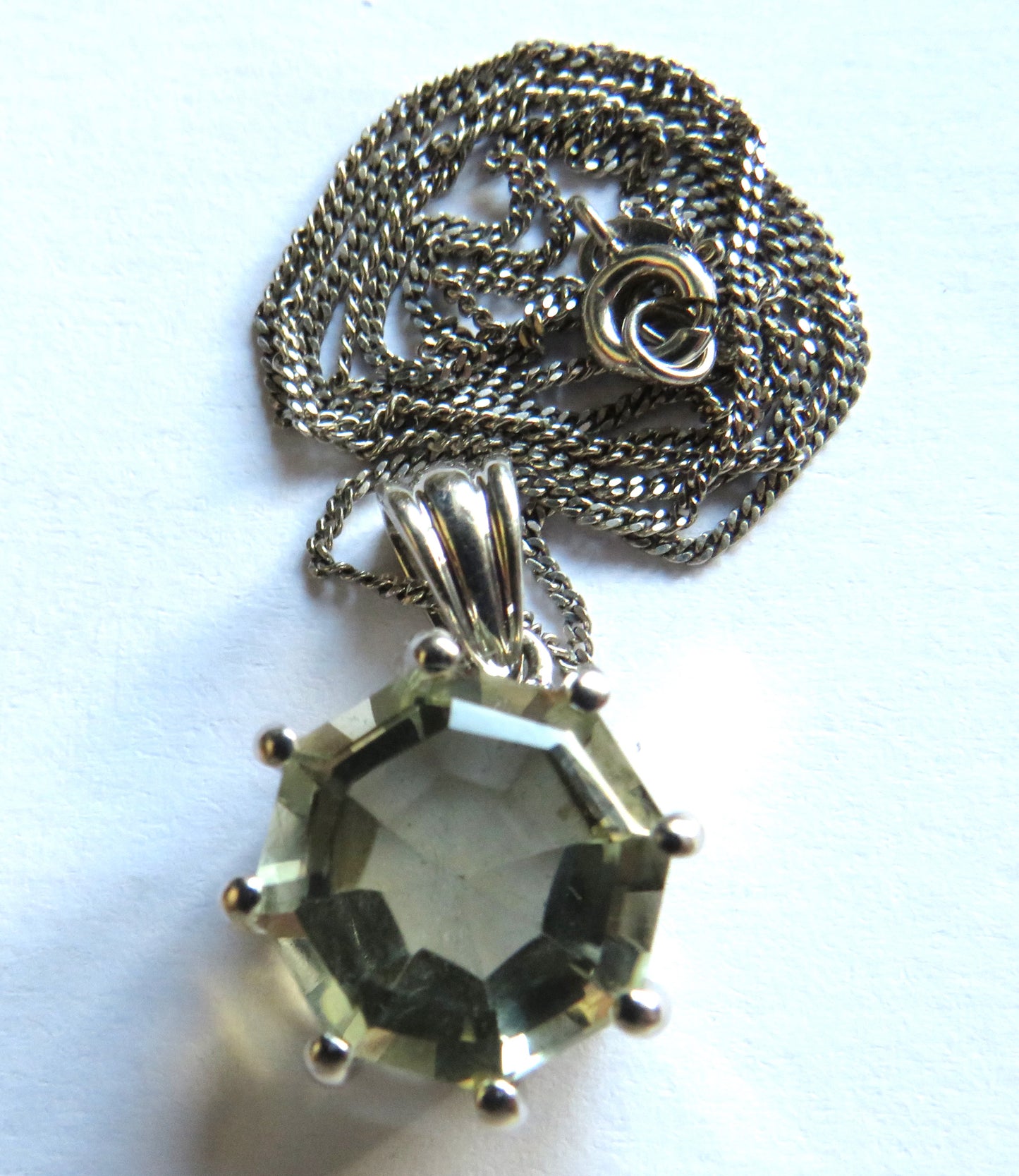 Stylish Ladies Sterling Silver Necklace & Aquamarine Pendant