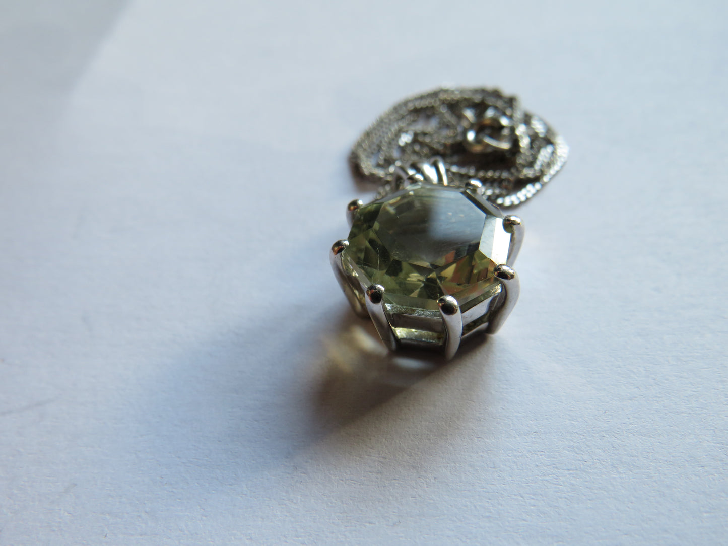 Stylish Ladies Sterling Silver Necklace & Aquamarine Pendant