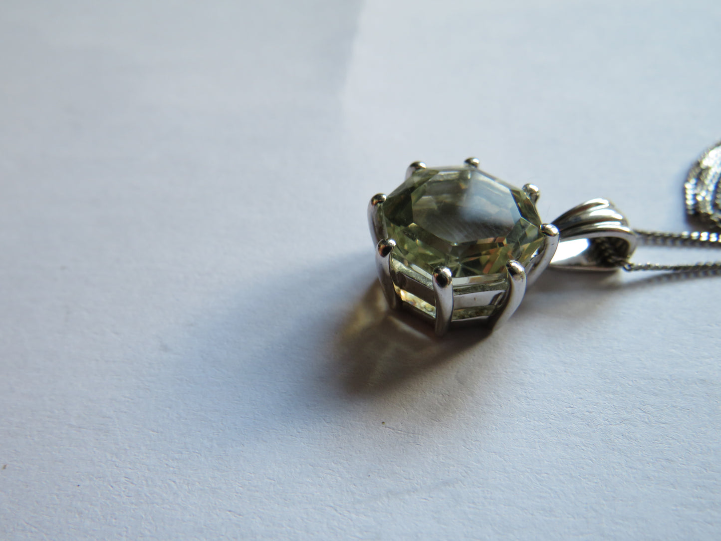 Stylish Ladies Sterling Silver Necklace & Aquamarine Pendant