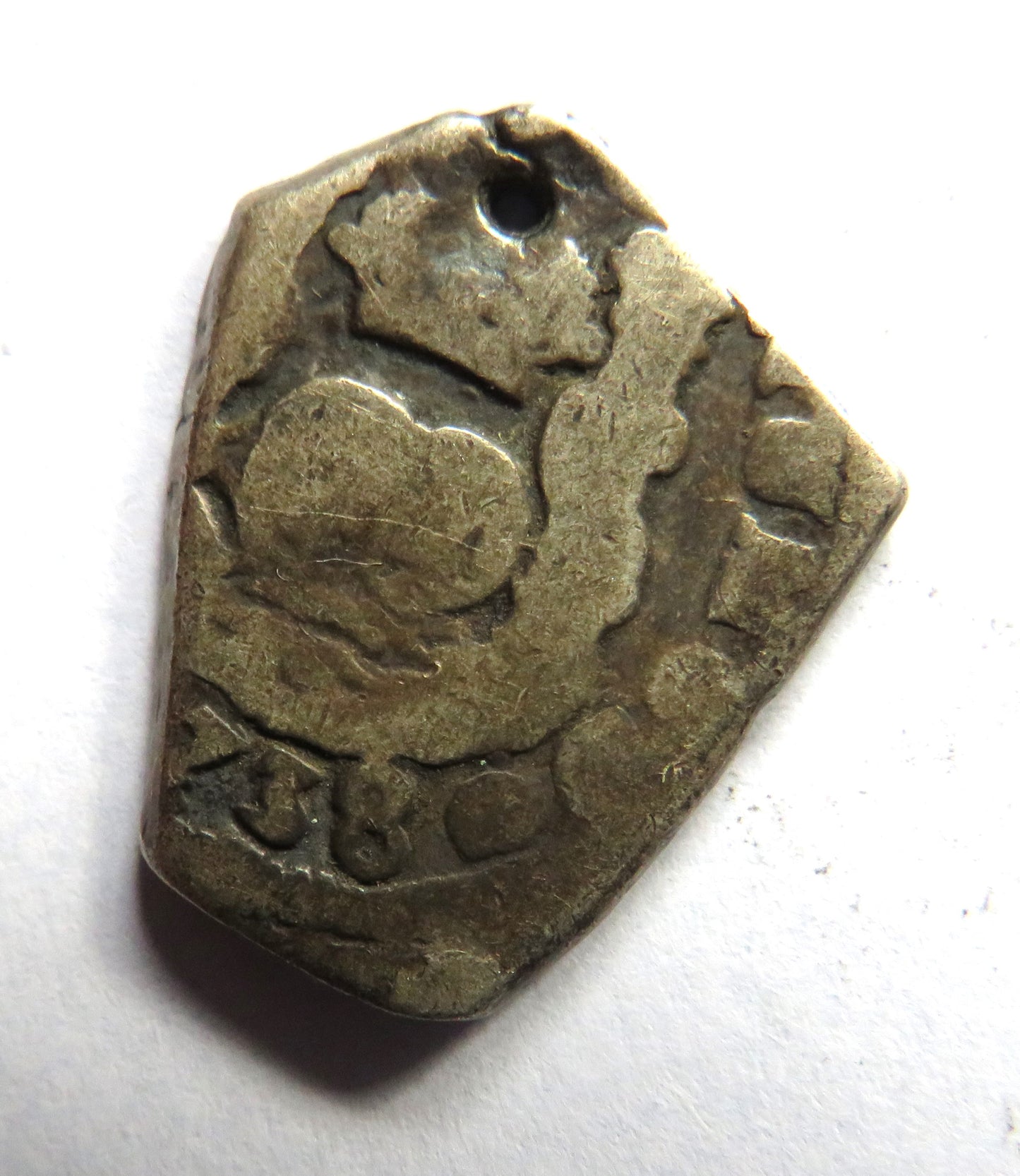 1738 Spanish Colonial Silver 2 Reals Cob Coin