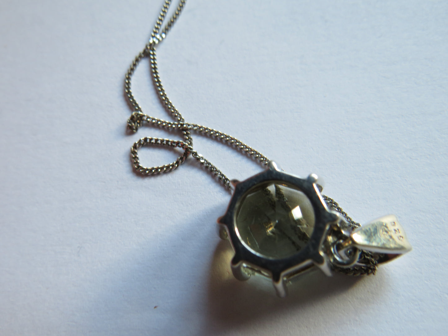 Stylish Ladies Sterling Silver Necklace & Aquamarine Pendant