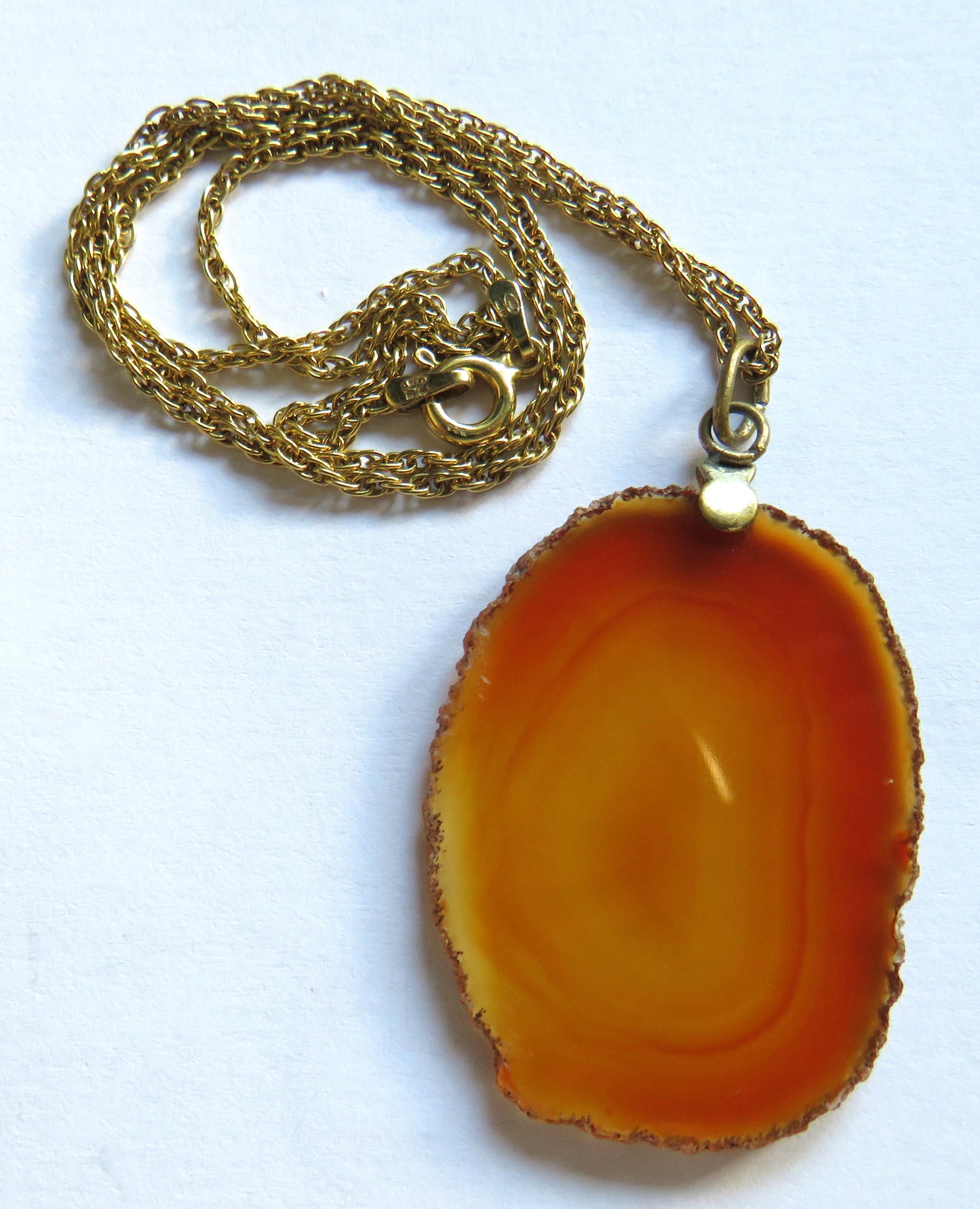 Gold Plated Sterling Silver Necklace With Agate Pendant