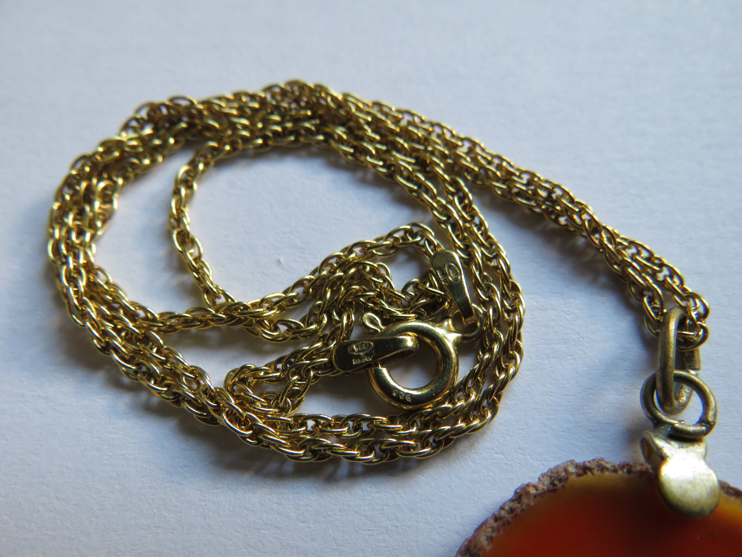 Gold Plated Sterling Silver Necklace With Agate Pendant
