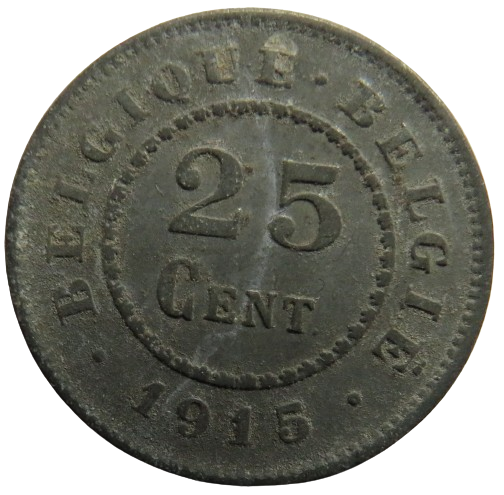 1915 Belgium 25 Centimes Coin