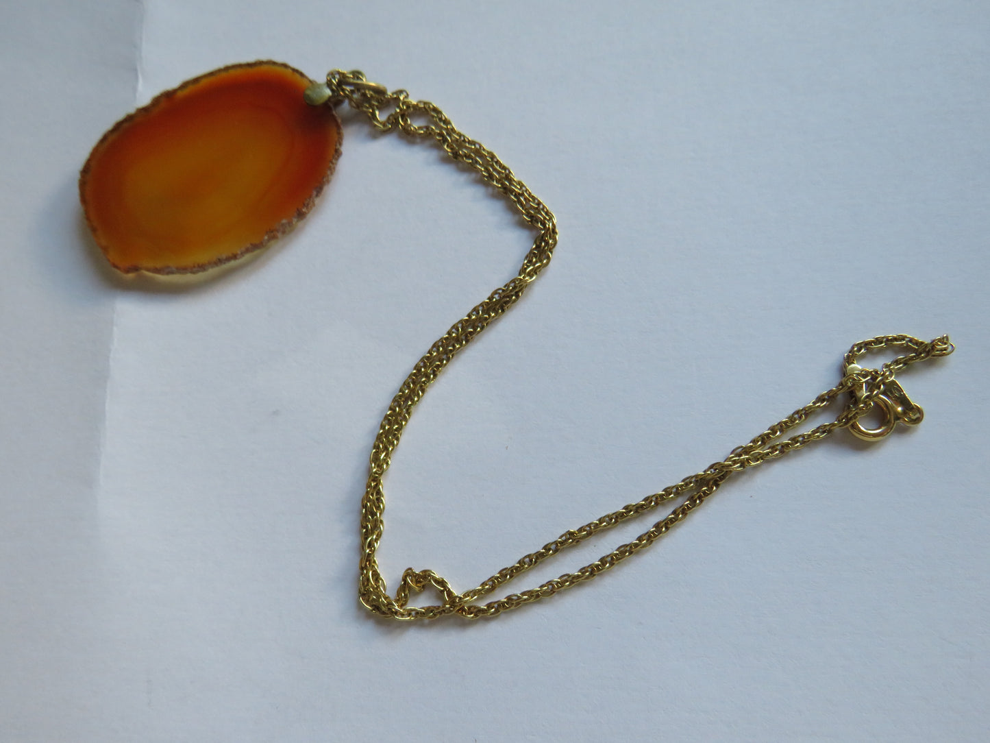 Gold Plated Sterling Silver Necklace With Agate Pendant