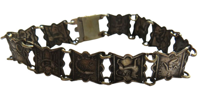 Vintage White Metal Panel Bracelet