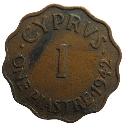 1942 Cyprus One Piastre Coin