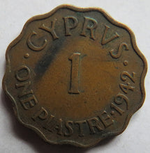 Load image into Gallery viewer, 1942 Cyprus One Piastre Coin
