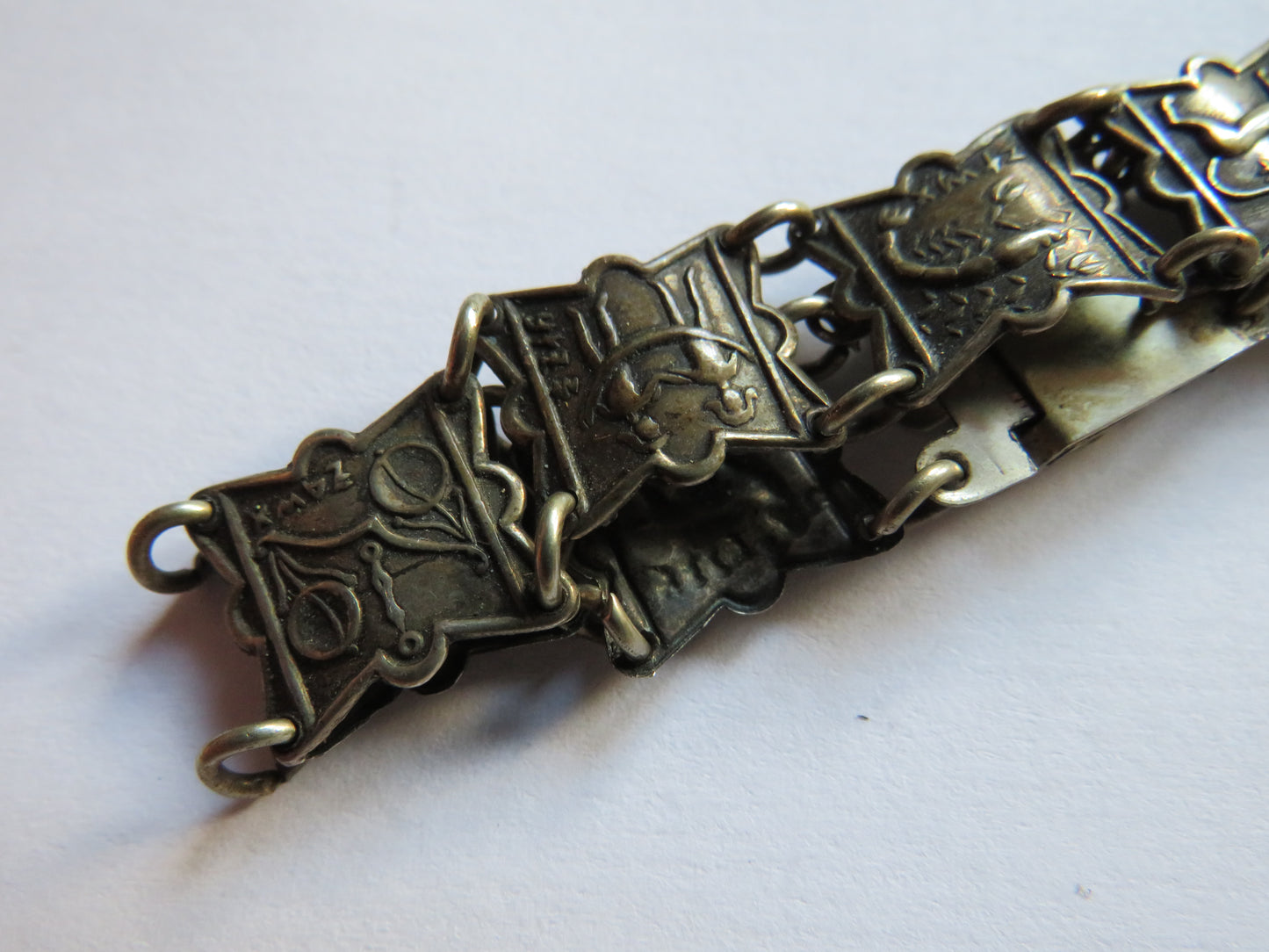 Vintage White Metal Panel Bracelet
