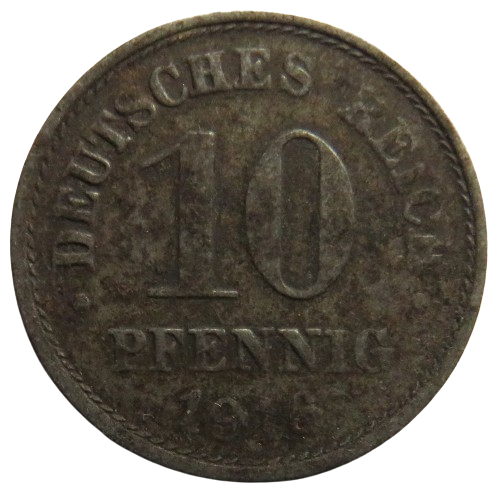 1916-A Germany 10 Pfennig Coin