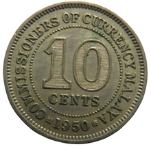 Load image into Gallery viewer, 1950 Commissioners of Currency Malaya 10 Cents Coin
