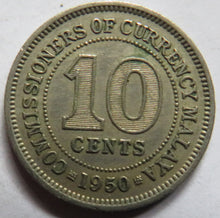 Load image into Gallery viewer, 1950 Commissioners of Currency Malaya 10 Cents Coin
